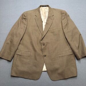 Hart Schaffner Marx Blazer Men's 48R Tan Houndstooth Gold Trumpeter Sport USA